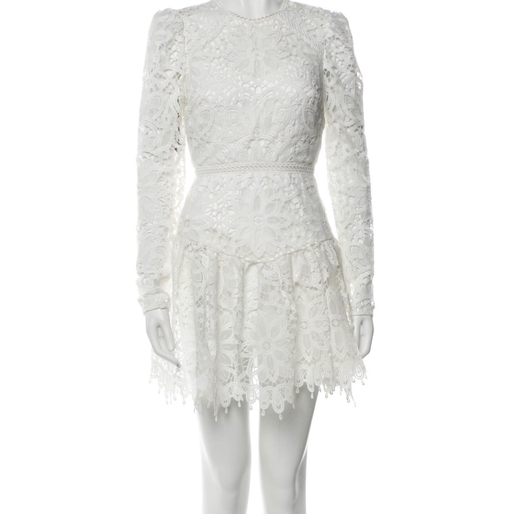 ML Monique Lhuillier Lace Pattern Mini Dress